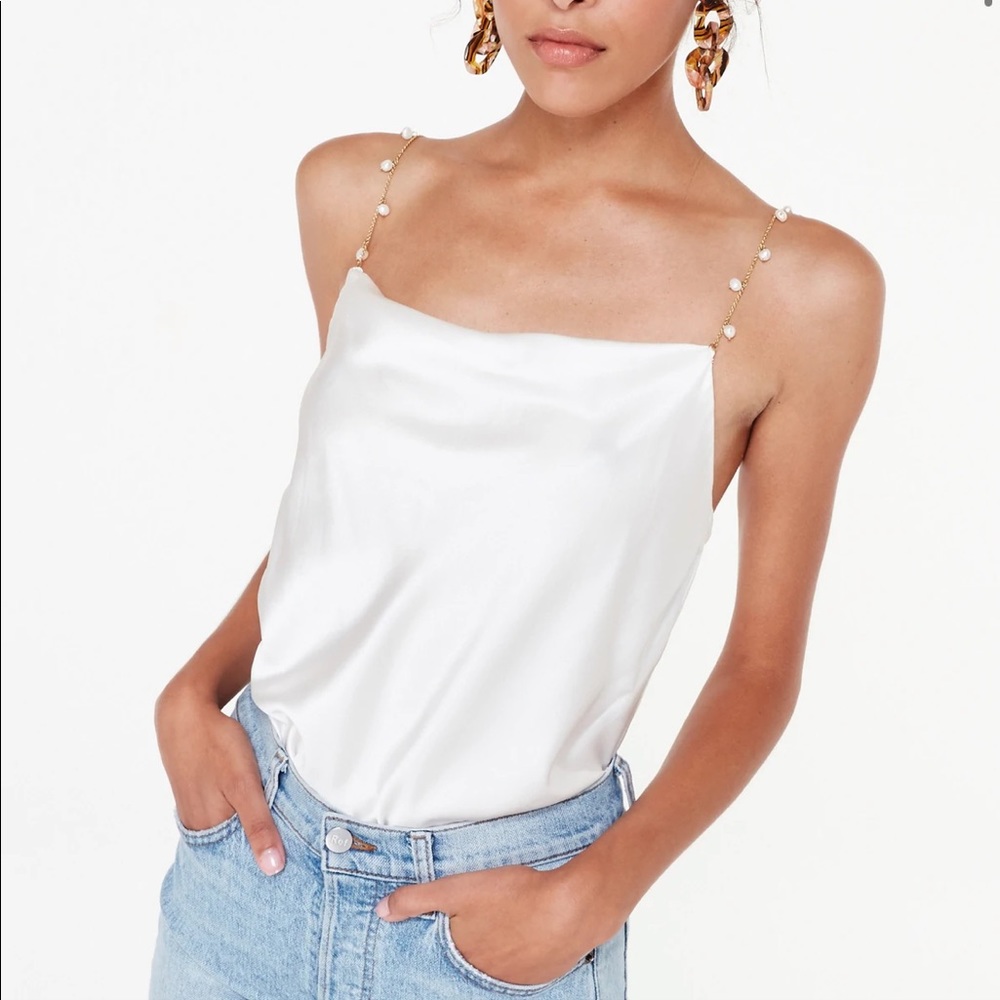 NWOT - pearl strap white silk Cami